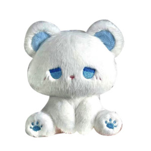 貓呆呆毛絨玩偶-藍眼白色 20cm