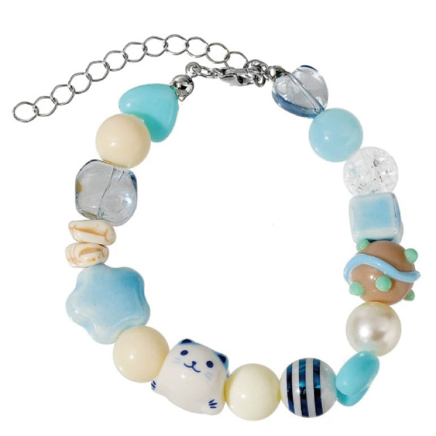 藍色貓咪串珠手鍊