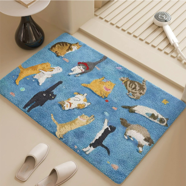 玩耍貓貓仿羊絨地墊40x60cm(兩款可選)