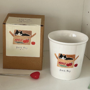 蘋果小貓陶瓷杯-300ML