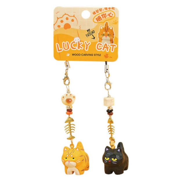 木雕站姿貓貓系列吊飾(多款可選)