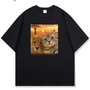 野外探險貓咪印花寬鬆T恤(多款可選)