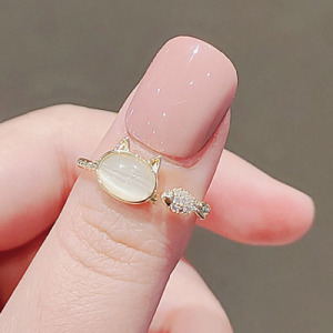 貓咪&魚開口戒指戒指