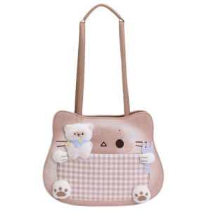 GIRRYA 貓咪格紋單肩雙肩包