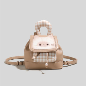 GIRRYA 貓咪格紋雙肩包