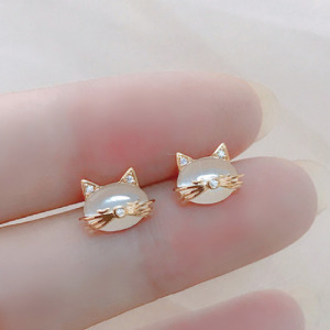 貓咪貓眼石耳環一對