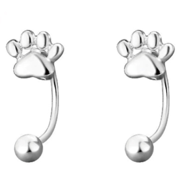 S999銀貓爪螺絲耳鉤耳環 一對