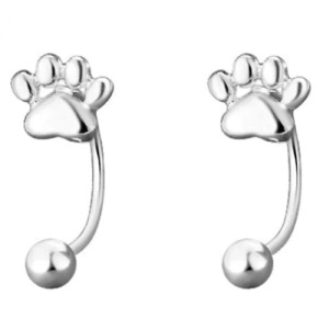 S999銀貓爪螺絲耳鉤耳環 一對