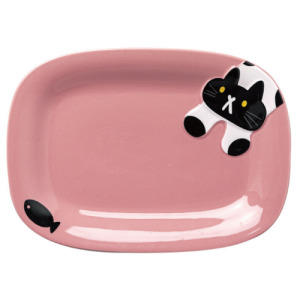 點點貓造型陶瓷餐具-長方盤