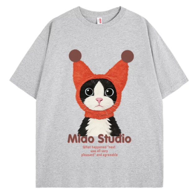 小紅帽貓咪印花T恤(多款可選)