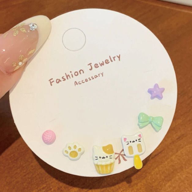 黃貓咪棒冰造型耳環