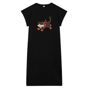 貓咪穿紅靴子休閒短袖連身裙(多款可選)