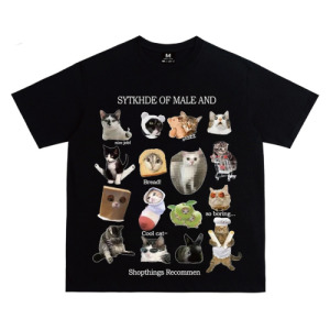 SYTKHDE復古搞笑貓T恤(多色可選)