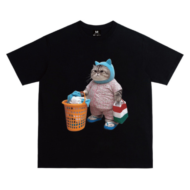 胖貓洗衣服純棉T恤(多款可選)