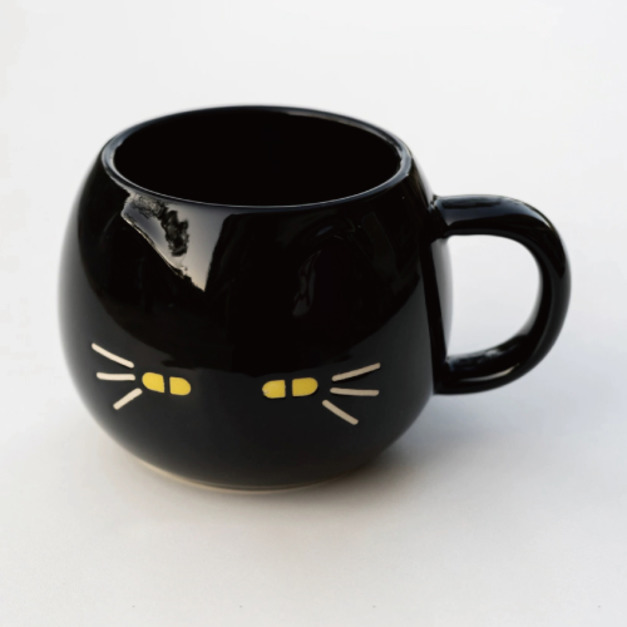 日式黑貓陶瓷碗盤餐具-黑貓杯