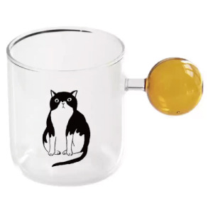 黑貓警長球形茶把玻璃杯