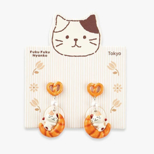 福貓 可愛貓咪牛角麵包耳環