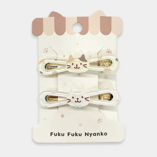 福貓 波點奶酪牛奶猫長髮夾兩支