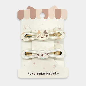 福貓 波點奶酪牛奶猫長髮夾兩支