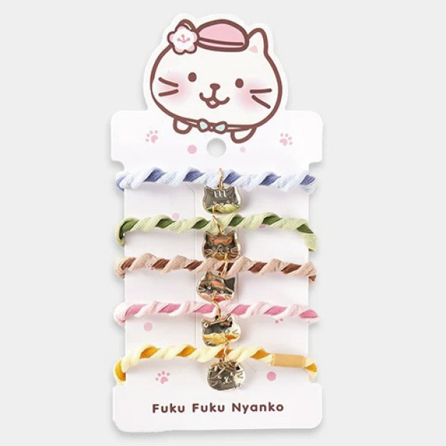 福貓 馬卡龍雙拼色金屬貓頭髮圈5入