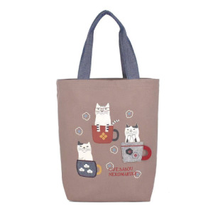 Kusuguru 眼鏡貓茶杯帆布單肩包 (兩款可選)