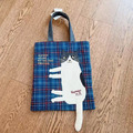 Kusuguru 刺繡賓士貓格紋手提包(兩色可選)_1