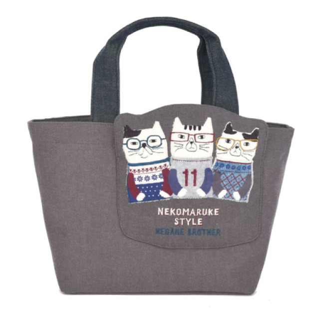 Kusuguru 立體刺繡眼鏡貓手提包 (三款可選)