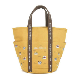 日本 Kusuguru 繡貓咪水桶手提包(三色可選)