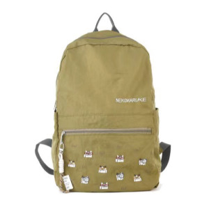 Kusuguru 刺繡眼鏡貓休閒後背包(兩色可選)