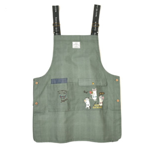 Kusuguru 刺繡舞蹈貓咪圍裙(三色可選)