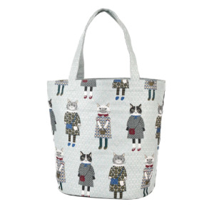 Kusuguru 刺繡貓蜜豆公主提花單肩手提包 (兩款可選)