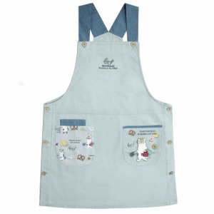 Kusuguru 眼鏡貓購物中雙扣圍裙(三色可選)