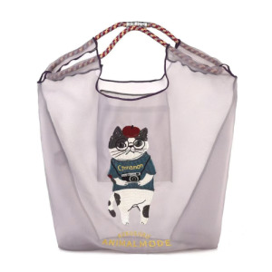 Kusuguru 刺繡露西雪紡傘繩手提包