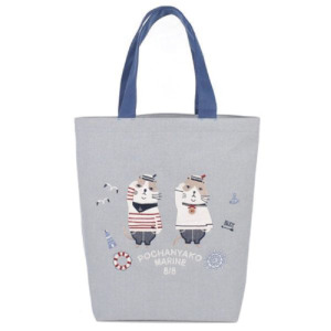 Kusuguru 刺繡海軍貓咪單肩包(兩色可選)