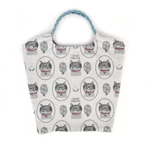 Kusuguru 刺繡貓咪織提花傘繩手提包 (兩款可選)