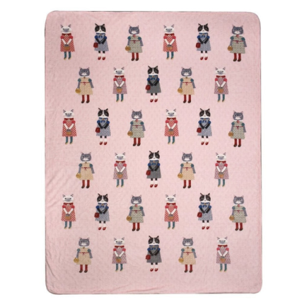 Kusuguru 貓蜜豆公主法蘭絨毛毯 (兩款可選)
