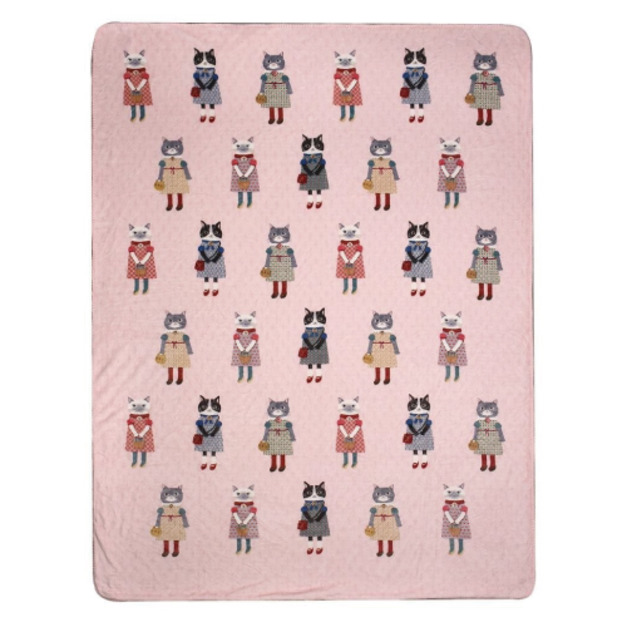 Kusuguru 貓蜜豆公主法蘭絨毛毯 (兩款可選)