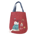 Kusuguru 刺繡胖貓搖粒絨水桶手提包(兩色可選)_1