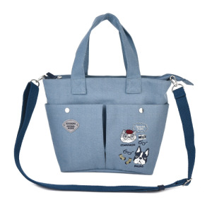 Kusuguru 貓咪法鬥多分隔單肩手提包(兩色可選)