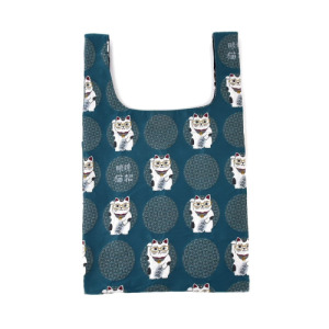 Kusuguru 刺繡招財貓織提花手提包 (兩款可選)