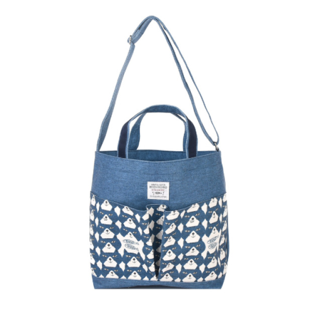 Kusuguru 滿版貓頭單肩手提包-藍色