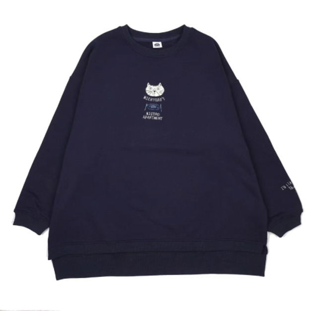 Kusuguru 飢餓貓寬鬆休閒寬鬆大學T(兩色可選)