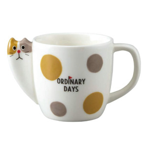 日本偷看貓馬克杯-白貓