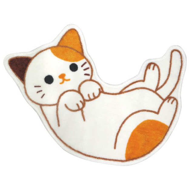 日本貓咪躺姿馬桶地毯-橘白貓