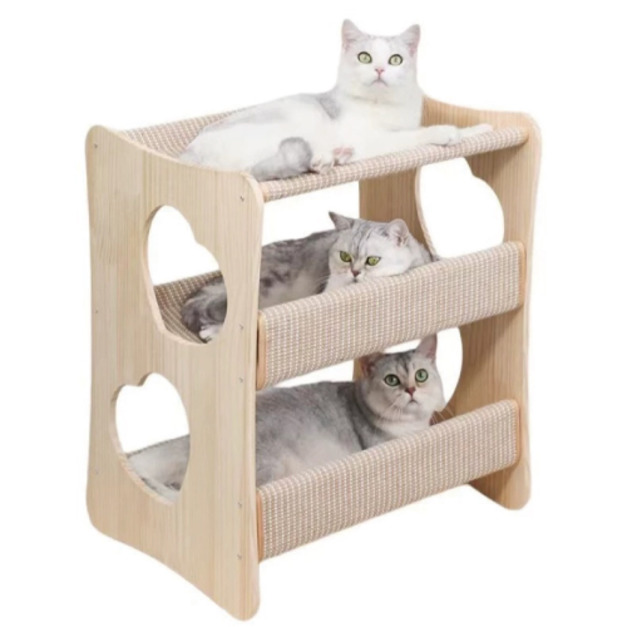 好物嚴選-木製三層鋪劍麻貓窩