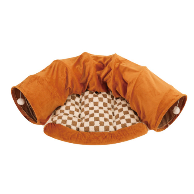 棋盤格半圓式貓隧道窩(兩色可選)