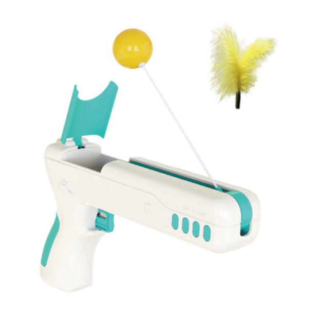 貓咪棒棒球+羽毛可替換玩具槍(顏色隨機)