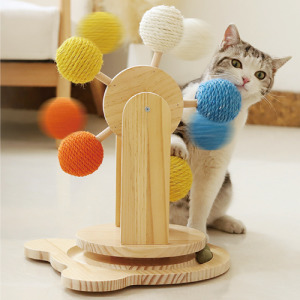 實木旋轉摩天輪貓玩具
