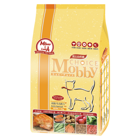 MobbyChoice莫比寵物自然食-成貓化毛專用配方1.5kg