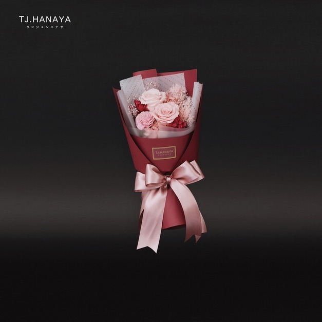 情人節永生粉玫瑰花束｜小